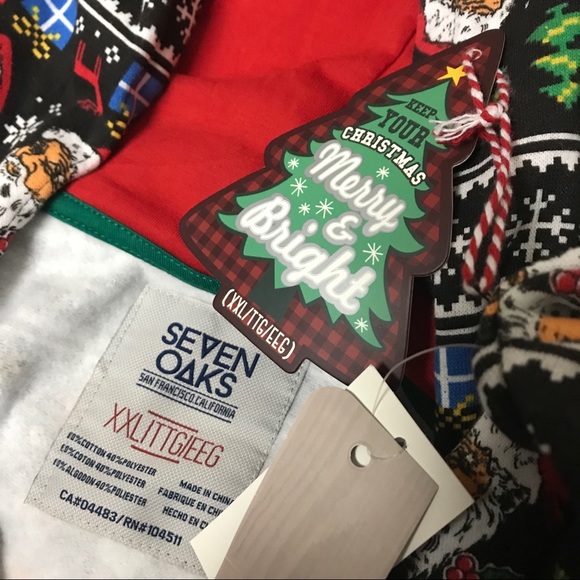 Mens XXL Festive Santa Claus Hoodie New W/ Tags - Picture 5 of 8